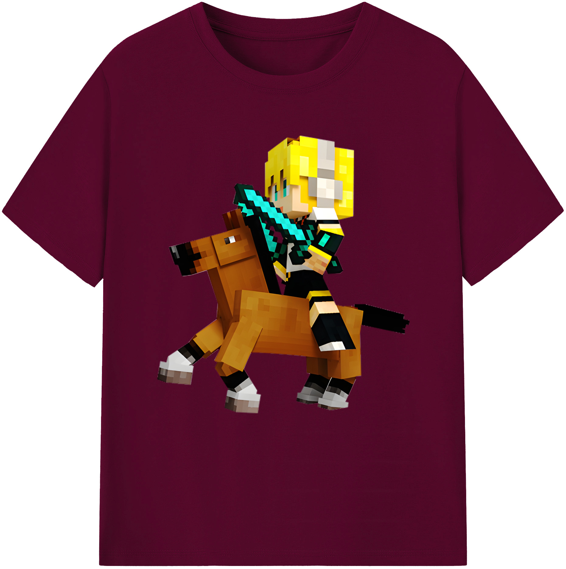（画像用） マインクラフト ブロックの世界 Minecraft MC Block world レディースカジュアルプリントTシャツ（綿100％）